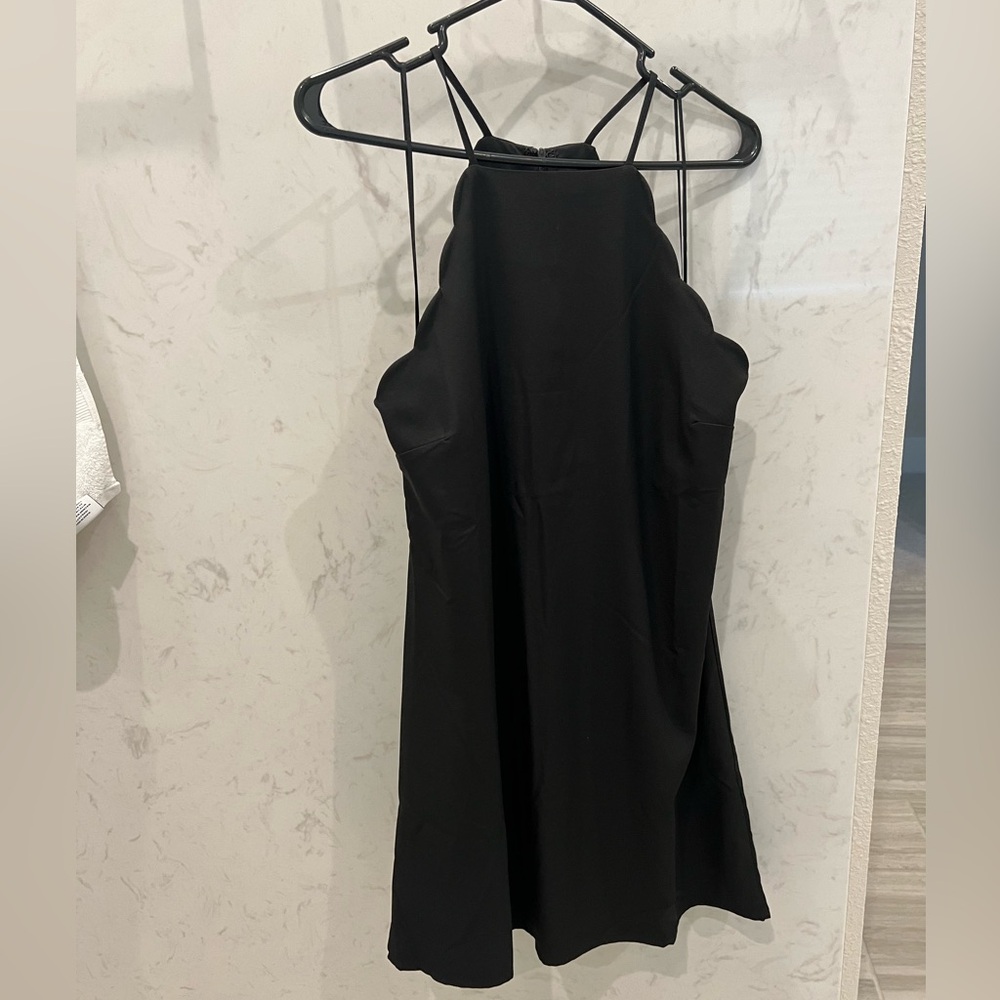 Lulu's Women's Black Endlessly Endearing Scalloped Hem Halter Dress Size XL